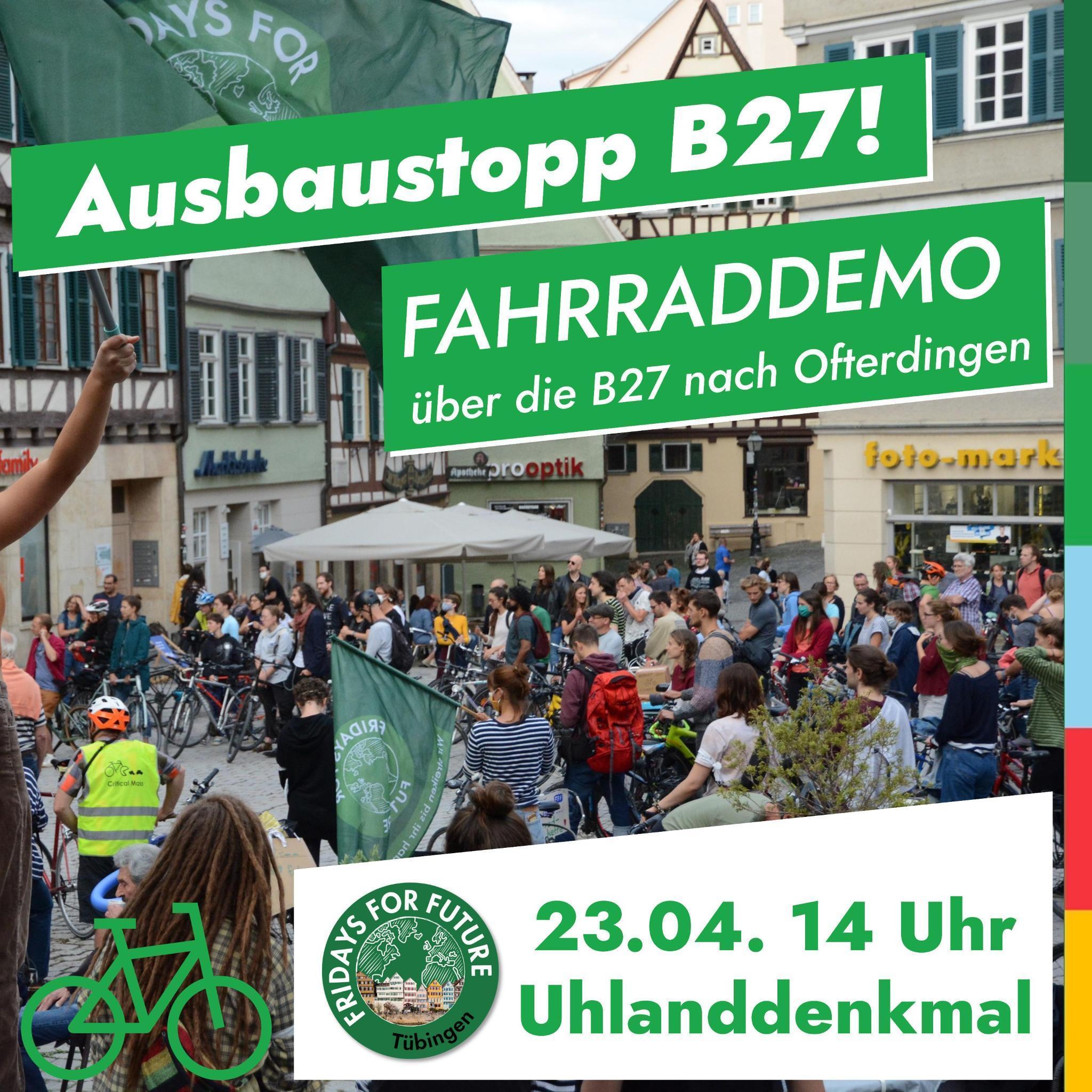 Raddemo gegen den B27-Ausbau am Sonntag, 23.4.